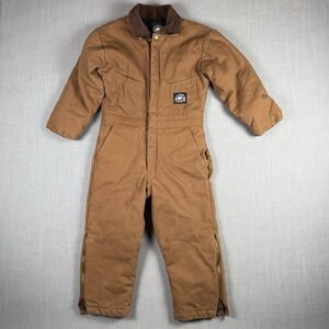 Polar King Youth Size Small Insulated Duck Canvas Coveralls Brown Workwear
